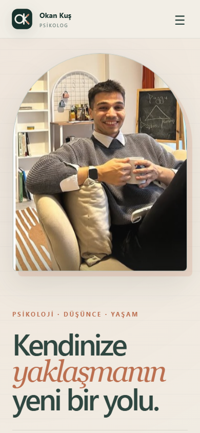 Psikolog Okan Kuş web sitesi mobil tasarımı